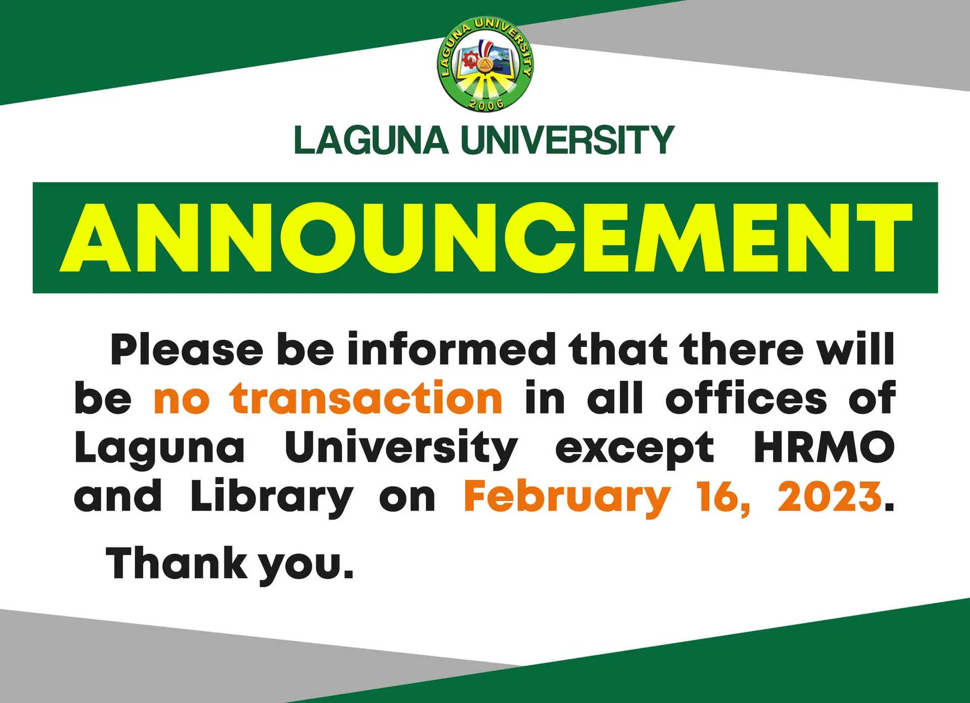 Date Posted: February 15, 2023  |  Source: Laguna University Official FB page